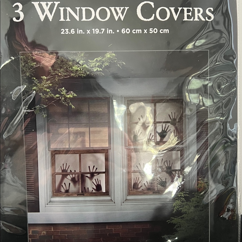 Spirit Hand Black and White Halloween Window Covers